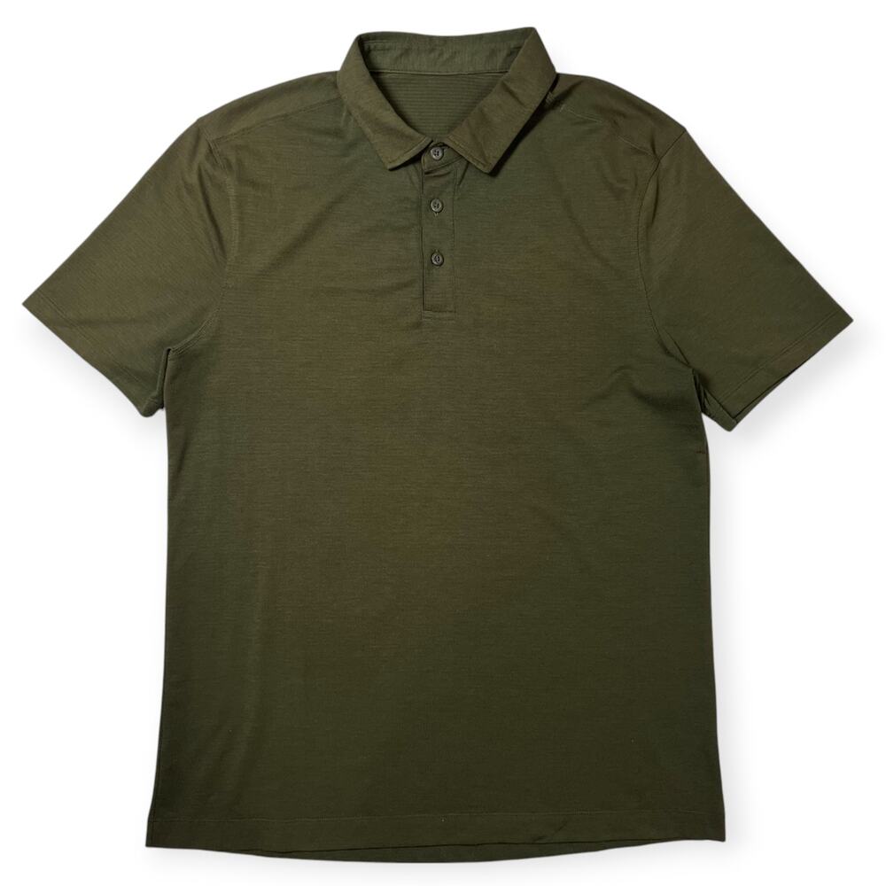 Lululemon Evolution Polo Shirt SIZE M Green Soft Stretch Athletic Casual